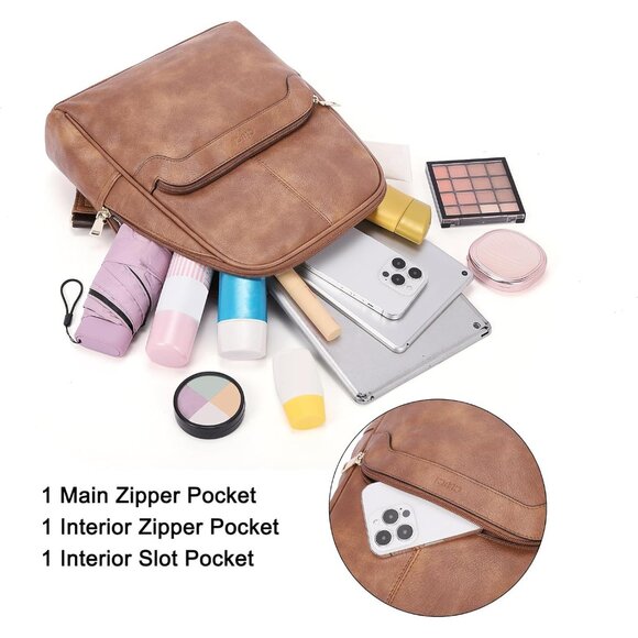 Elegant Medium Faux Leather Backpack for Women - Stylish Convertible Purse - Picture 4 of 8